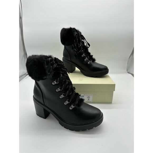 Esprit, Ember Faux-Fur Lug Sole Booties, Black Size 10M - Picture 2 of 12